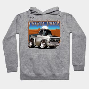 Grey Muscle Truck Illustration Hoodie